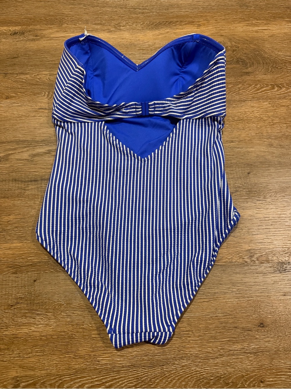Seafolly Bandeau One Piece Swimsuit Blue White Stripe US 10 C/D Cup - Picture 3 of 6